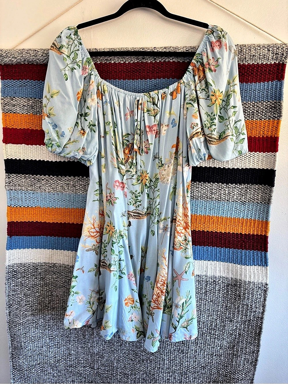 Altar'd State Floral Mini Dress in Blue Size Large